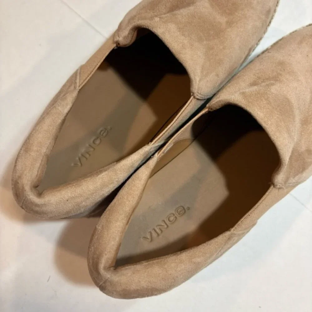 Vince WILDEN Slip On Espadrille Sneakers Size 7.5 Tan Suede Platform Casual Boho